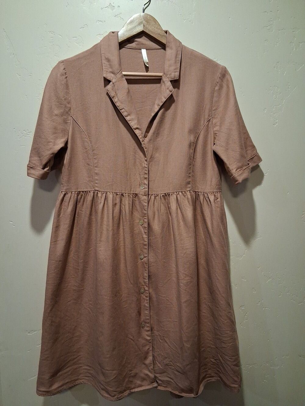 Rylee and Cru Women's Size S Button Up Dress Knee Length Empire Waist Lagenlook